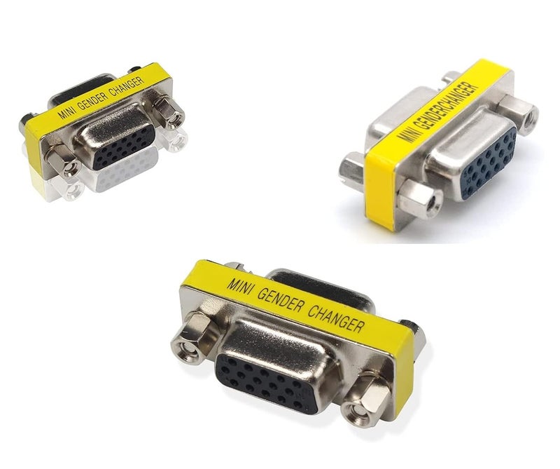 fdealz [ 3 Pieces ] VGA F/F Joiner, HD15 VGA SVGA Female to Female Mini Gender Changer Coupler Adapter, VGA Female to VGA Female Connector, VGA Female Joiner - Image 1