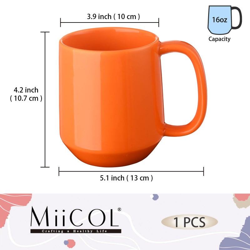 Miicol Ceramic Coffee Mug, 16 oz Large Coffee Cup, Tea Mug with Handle, Flat Bottom Mug for Men, Women, Office, Microwave and Dishwasher Safe, Multi-Color, Sun Orange - Image 3