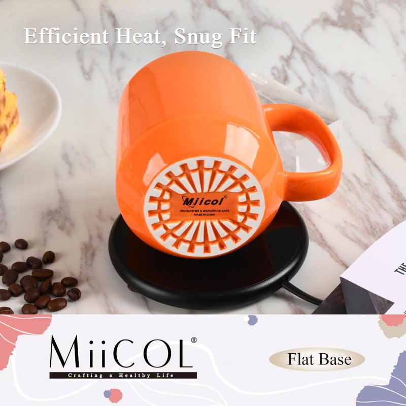 Miicol Ceramic Coffee Mug, 16 oz Large Coffee Cup, Tea Mug with Handle, Flat Bottom Mug for Men, Women, Office, Microwave and Dishwasher Safe, Multi-Color, Sun Orange - Image 5
