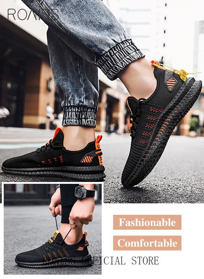 رويس أحذية رياضية أنيقة للرجال، أحذية رياضية خفيفة الوزن ومسامية للرجال، أحذية رياضية برباط غير قابلة للانزلاق، أحذية رياضية ممتصة للصدمات مع بطانة ناعمة، مناسبة للارتداء اليومي والجري والأنشطة الخارجية - Image 3