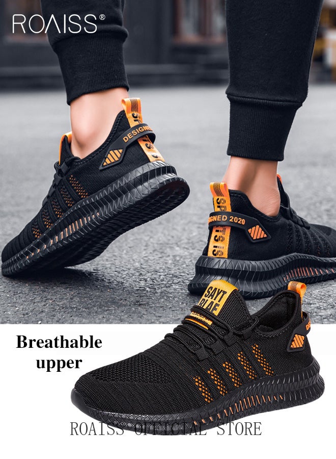 رويس أحذية رياضية أنيقة للرجال، أحذية رياضية خفيفة الوزن ومسامية للرجال، أحذية رياضية برباط غير قابلة للانزلاق، أحذية رياضية ممتصة للصدمات مع بطانة ناعمة، مناسبة للارتداء اليومي والجري والأنشطة الخارجية - Image 1
