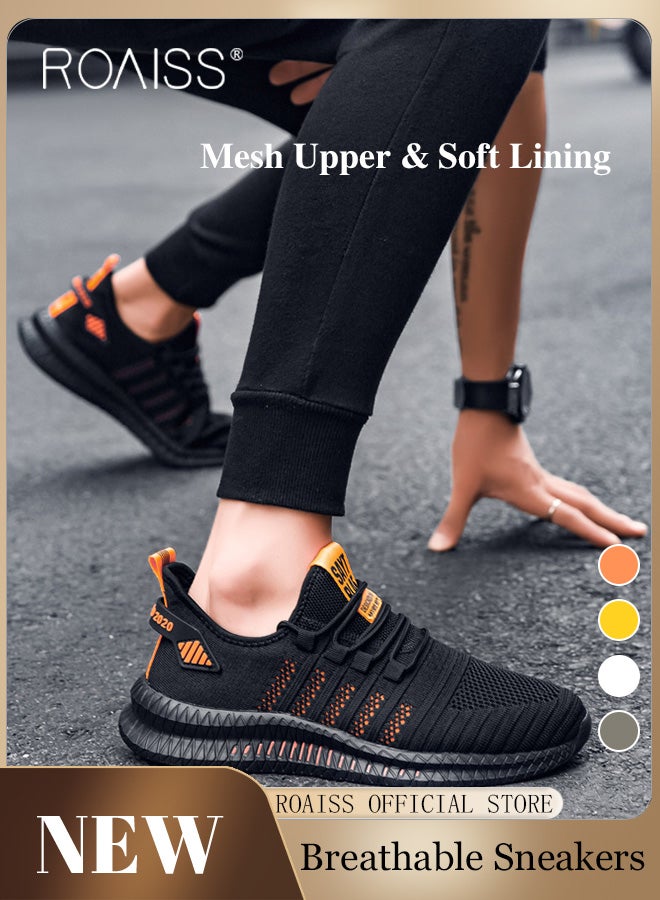 رويس أحذية رياضية أنيقة للرجال، أحذية رياضية خفيفة الوزن ومسامية للرجال، أحذية رياضية برباط غير قابلة للانزلاق، أحذية رياضية ممتصة للصدمات مع بطانة ناعمة، مناسبة للارتداء اليومي والجري والأنشطة الخارجية - Image 2