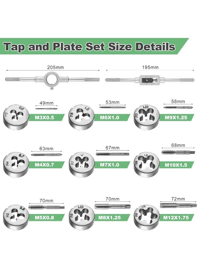Poaker 20-Piece Metric Tap and Die Set M3–M12 – Thread Cutter Set with Drill for Internal & External Threading – Tap Die Kit for Engines, Automotive, Plumbing & Home Repair Tasks - Image 2