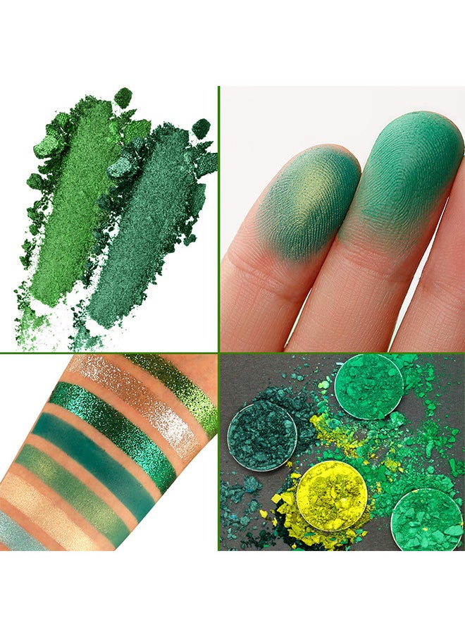 Technic - Green Eyeshadow Palette, Green Glitter Eyeshadow Highly Pigmented, Forest Emerald Green Makeup Palettes, Yellow Lime Grass Grinch Green Makeup Eye Shadow Pallet 15 Color For Women - Image 1