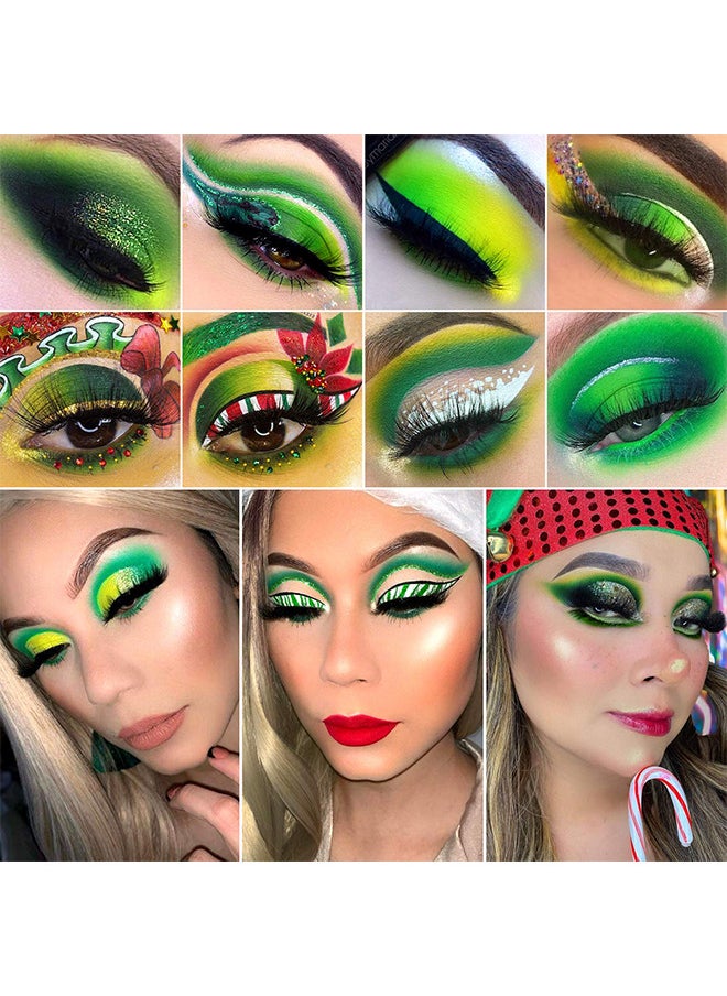 Technic - Green Eyeshadow Palette, Green Glitter Eyeshadow Highly Pigmented, Forest Emerald Green Makeup Palettes, Yellow Lime Grass Grinch Green Makeup Eye Shadow Pallet 15 Color For Women - Image 1