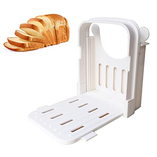Bread Slicer Multifunctional SandwichToast MakerFolding and Adjustable Manual Handhold Homemade Slicer for Cutting Bread with 4 Slice Thickness Quick and Safe