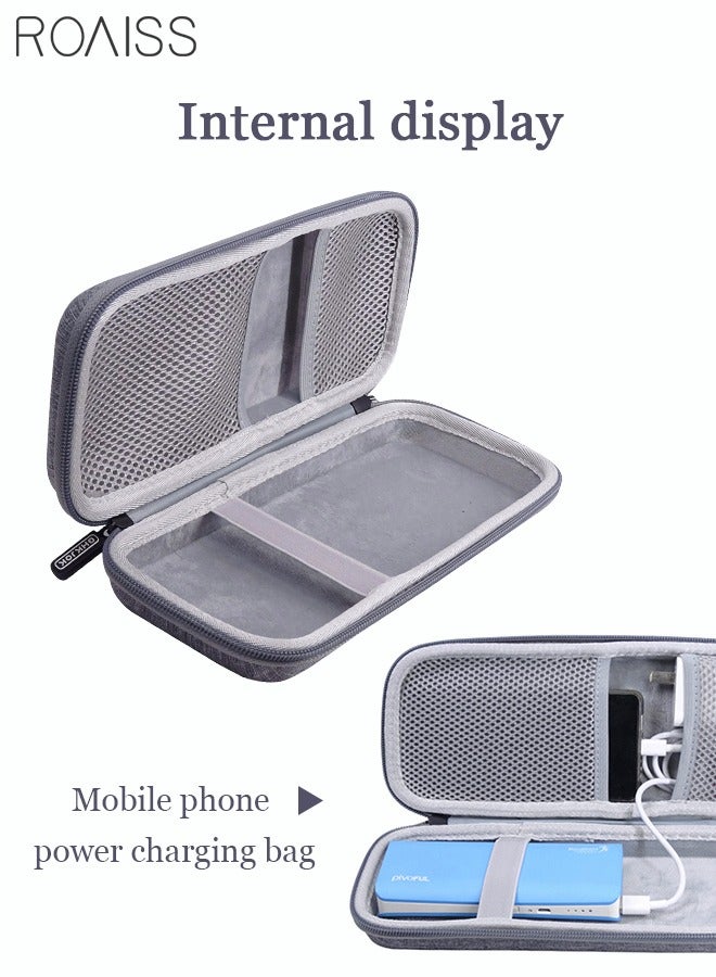 roaiss Power Bank Charger Storage Bag Mobile Phone Protection Bag Waterproof Soft Safety Flannel Lining Travel Accessories for Men Women Grey - Image 5