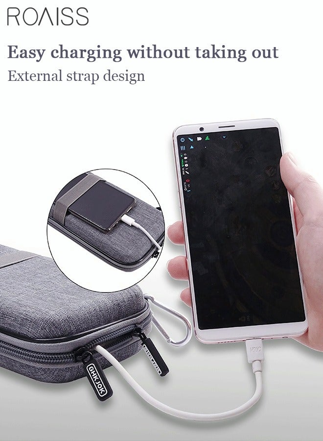 roaiss Power Bank Charger Storage Bag Mobile Phone Protection Bag Waterproof Soft Safety Flannel Lining Travel Accessories for Men Women Grey - Image 3