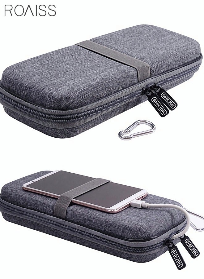roaiss Power Bank Charger Storage Bag Mobile Phone Protection Bag Waterproof Soft Safety Flannel Lining Travel Accessories for Men Women Grey - Image 4
