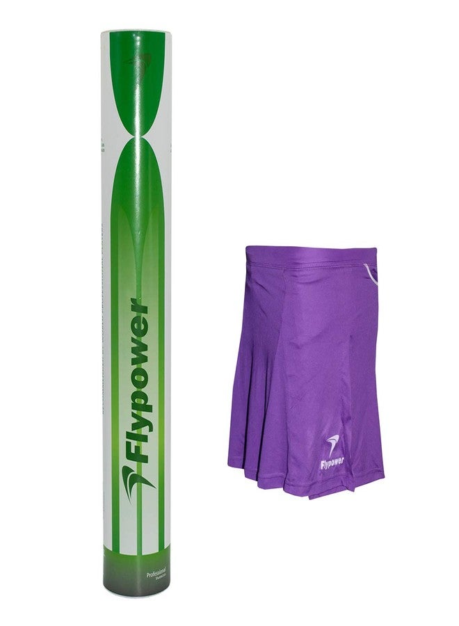FLYPOWER Badminton Feather Shuttle Cock Green with Skirt UTARI Purple Size J-1 - Image 1