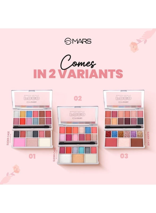 مارس لوحة مكياج وظلال عيون مارس بوكو ماتيه مع علبة منزلقة | أداة توزيع مجانية | يدوم طويلاً | تركيبة غنية وسهلة المزج | ٢١ درجة لون (٢٠ جرام) (٠٢-متعدد الألوان) - Image 4