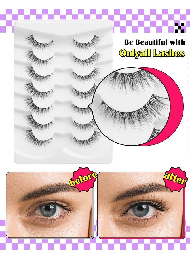 Onlyall Natural Lashes Wispy Lashes Natural Look False Eyelashes Natural Flared Eyelashes False Eye Lashes Soft Fluffy Lashes 7 Pairs D9 Natural Foxy-12Mm - Image 4