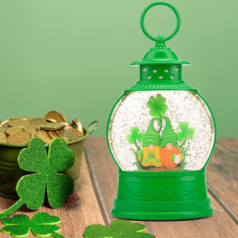 PestiLite St Patricks Day Lucky Shamrock Gnomes Snow Globe for St Patricks Day Decorations,6H Timer, USB/Battery Operated,St Patricks Day Decor for Home Indoor/Outdoor and Home Party Supplies - Image 3