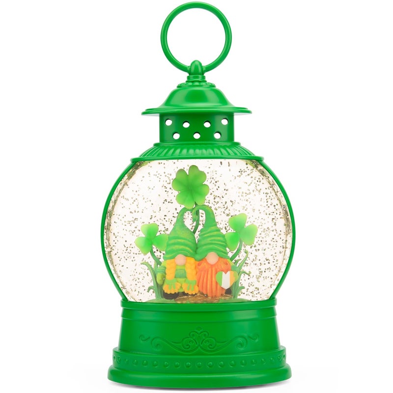 PestiLite St Patricks Day Lucky Shamrock Gnomes Snow Globe for St Patricks Day Decorations,6H Timer, USB/Battery Operated,St Patricks Day Decor for Home Indoor/Outdoor and Home Party Supplies - Image 1