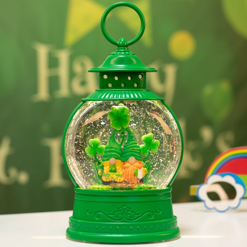 PestiLite St Patricks Day Lucky Shamrock Gnomes Snow Globe for St Patricks Day Decorations,6H Timer, USB/Battery Operated,St Patricks Day Decor for Home Indoor/Outdoor and Home Party Supplies - Image 2