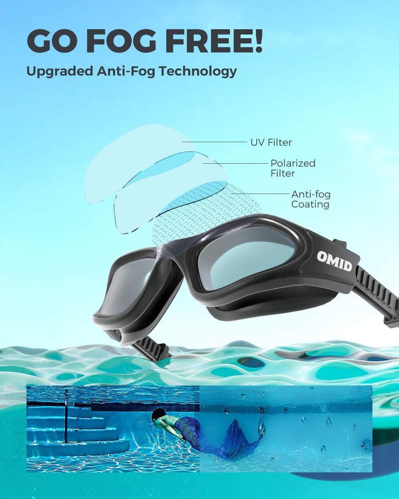 OMID Swim Goggles, P2 Polarized Swimming Goggles for Men Anti-fog Goggles Swimming for Adult Women - Image 4