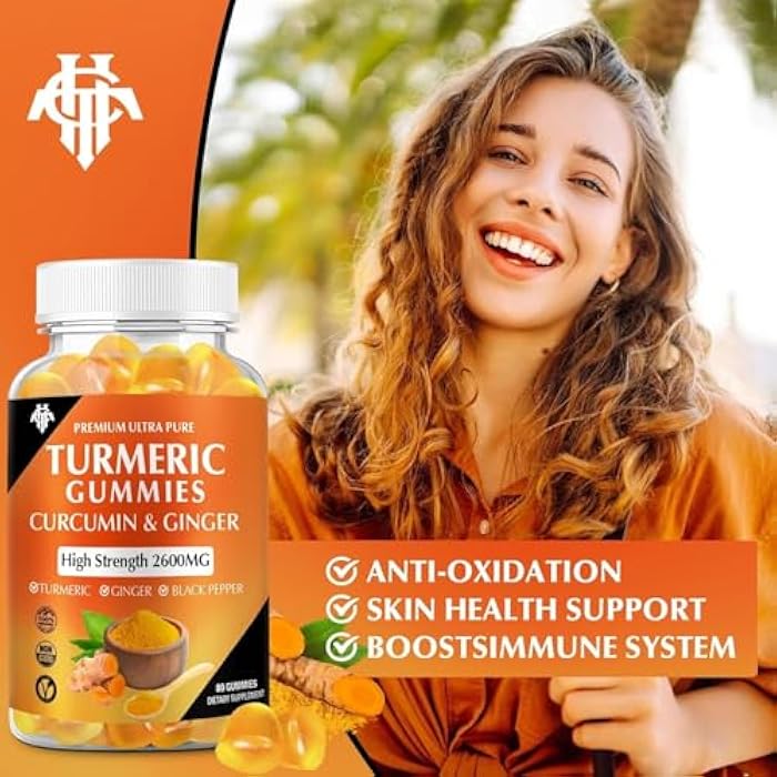 CHANUBITO Turmeric Curcumin Gummies (2 Pack) - Turmeric Curcumin Supplements with Ginger & Black Pepper Gummies for Immune Muscle Support Healthy Skin - Vegan, Gluten Free, Low Sugar - for Adults - Image 4