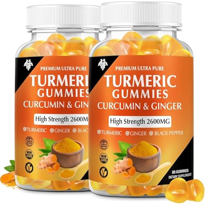 CHANUBITO Turmeric Curcumin Gummies (2 Pack) - Turmeric Curcumin Supplements with Ginger & Black Pepper Gummies for Immune Muscle Support Healthy Skin - Vegan, Gluten Free, Low Sugar - for Adults - Image 1