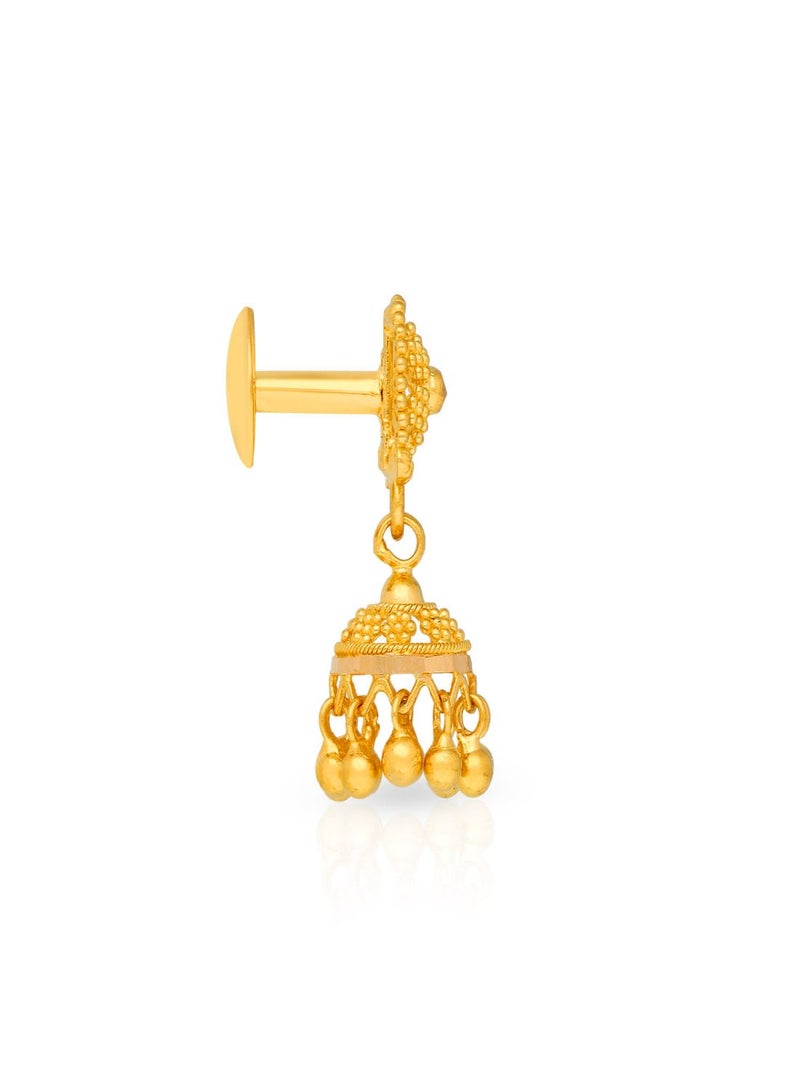 Malabar Gold and Diamonds 22 Karat 916 Purity Jhumki Gold Earrings CSER186Y - Image 2