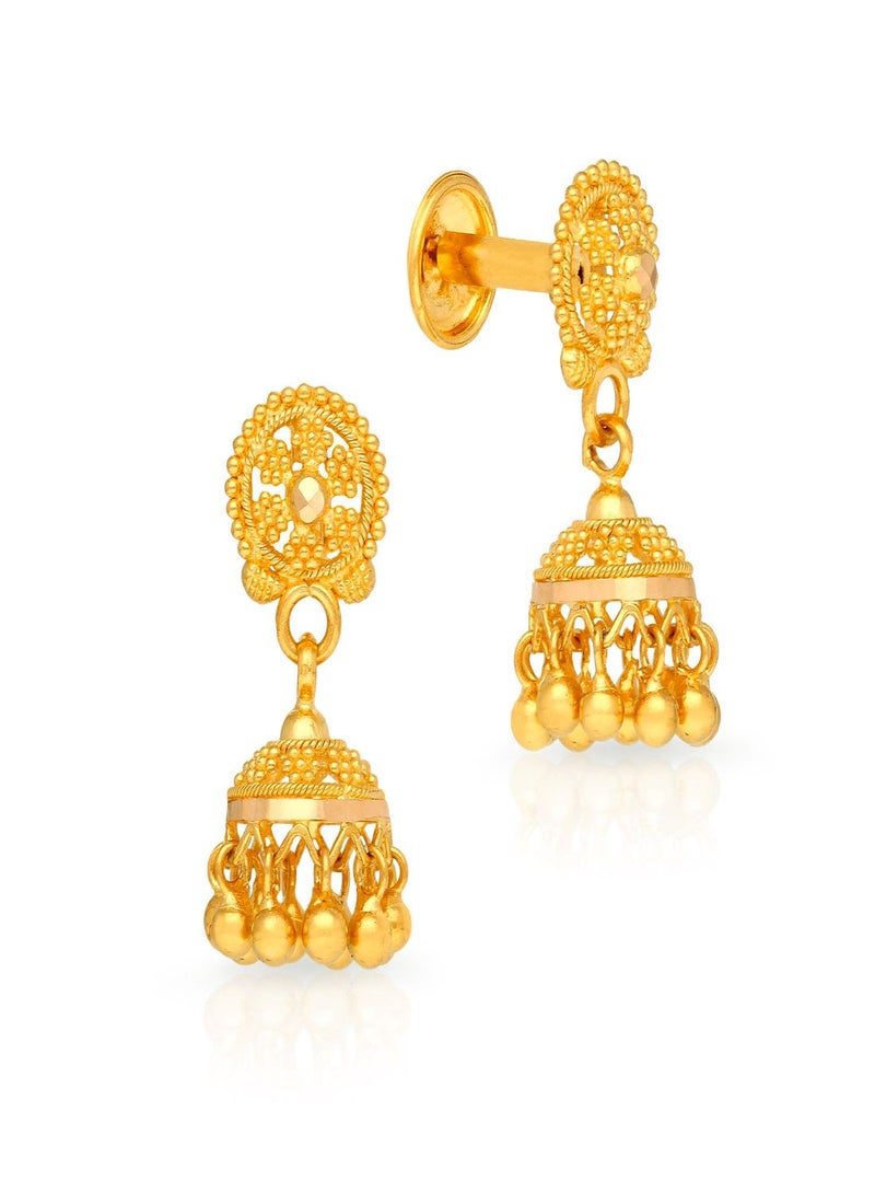 Malabar Gold and Diamonds 22 Karat 916 Purity Jhumki Gold Earrings CSER186Y - Image 1