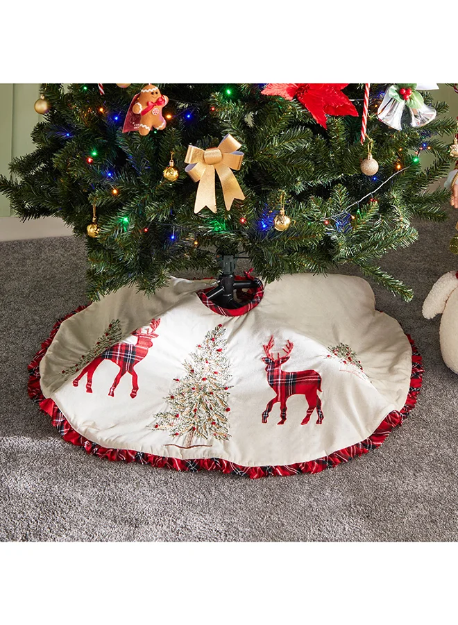 Home Box Festive X-mas Reindeer Tree Skirt 108 x 108 cm