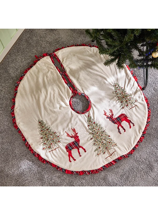 Home Box Festive X-mas Reindeer Tree Skirt 108 x 108 cm