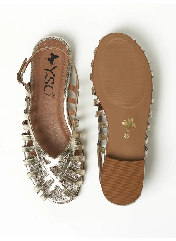Y.so Y.SO Ladies Flat Sandals Gold | Made In India
