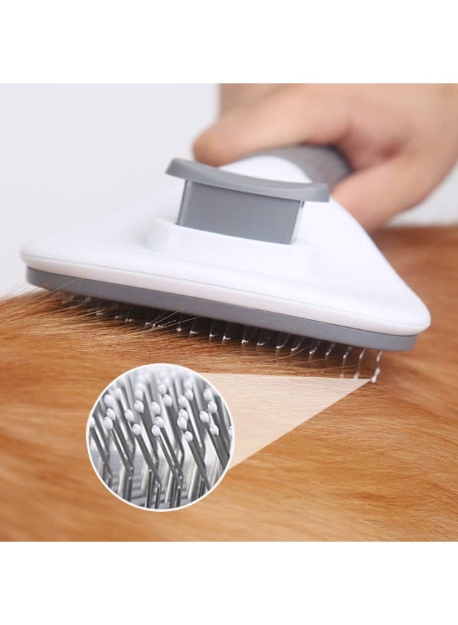 فرشاة للحيوانات الأليفة ، مناسبة للقطط والكلاب والجِراء بشعر قصير أو طويل، مزودة بخاصية التنظيف الذاتي، تعمل على إزالة الطبقة السفلية من الشعر بسهولة (رمادي)-358 - Image 5