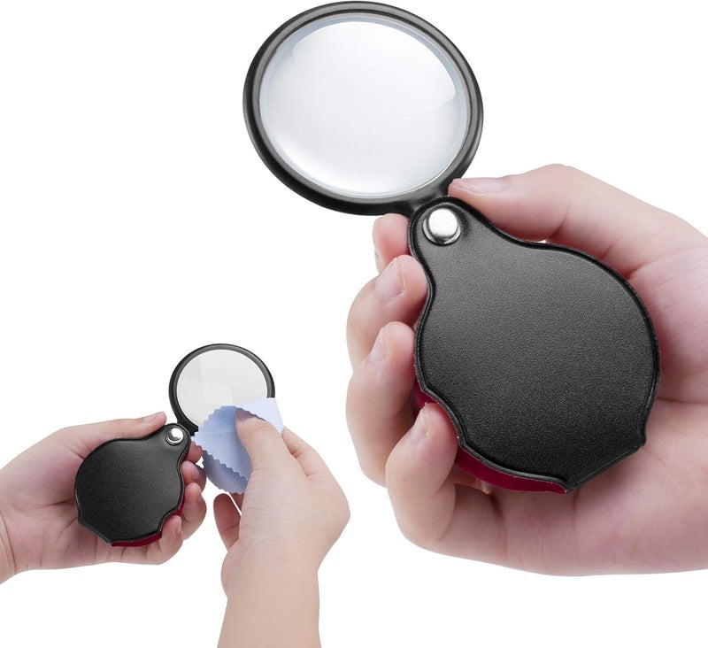 PHICANT 2PCS Upgrade Small Magnifying Glasses for Kids/Senior, Pocket Magnifier for Reading/Close Work, Mini Folding Magnifying Magnify Glass with Protective Sheath, Ideal for Repairing/Hobby/Coins, 1.96" - Image 5