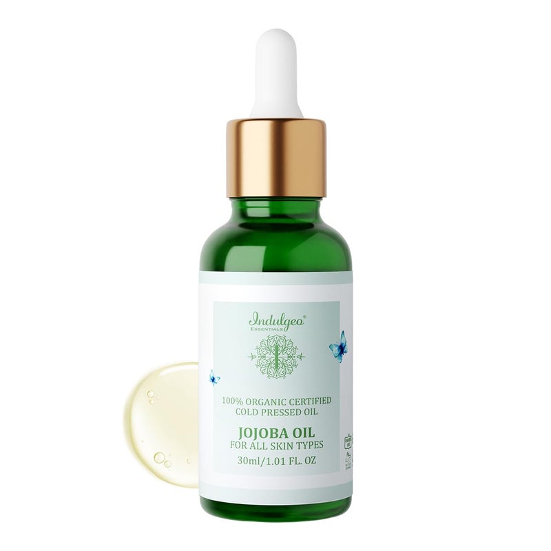 INDULGEO ESSENTIALS 100 Natural Cold Pressed Jojoba Oil 30 ml Promotes Skin Scalp hair growth Uplift Nourish Face Body Pure Organic Essential Jojoba Oil For Men Women - Image 1
