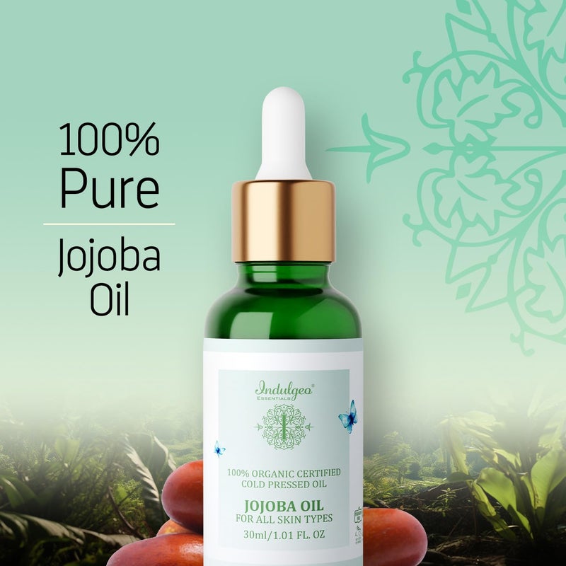 INDULGEO ESSENTIALS 100 Natural Cold Pressed Jojoba Oil 30 ml Promotes Skin Scalp hair growth Uplift Nourish Face Body Pure Organic Essential Jojoba Oil For Men Women - Image 3