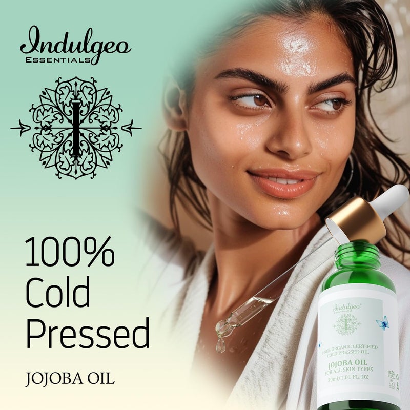 INDULGEO ESSENTIALS 100 Natural Cold Pressed Jojoba Oil 30 ml Promotes Skin Scalp hair growth Uplift Nourish Face Body Pure Organic Essential Jojoba Oil For Men Women - Image 2