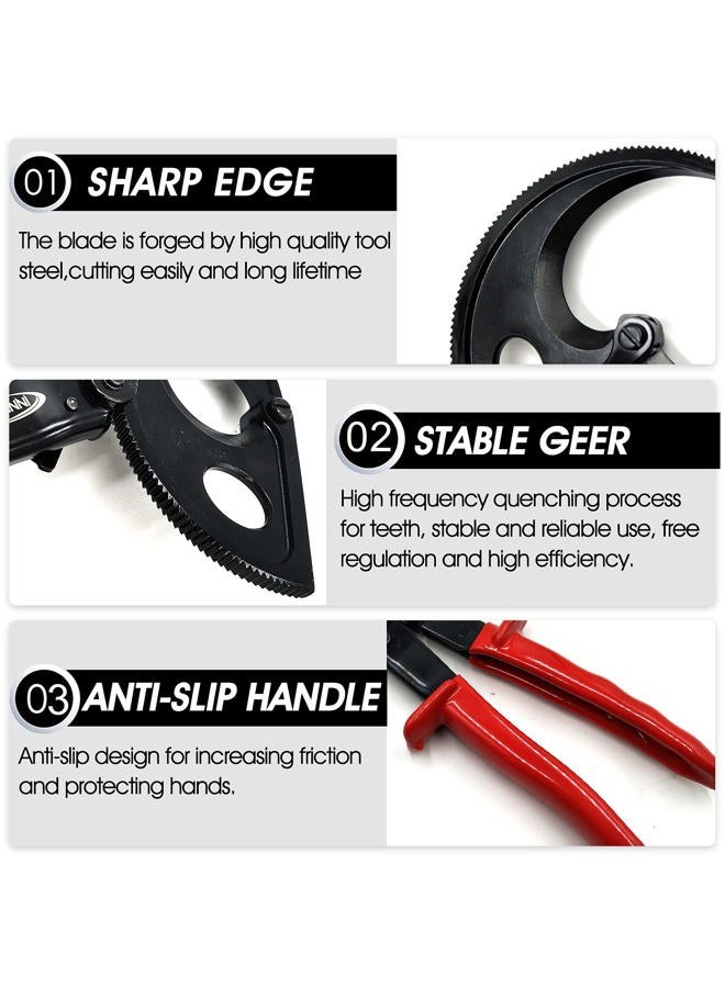 INNETOC Ratcheting Cable Cutter, 400mm2 Aluminum Copper Wire Cutters for Cutting electrical wire as Ratchet Wire Cutters (400mm2), black - Image 3