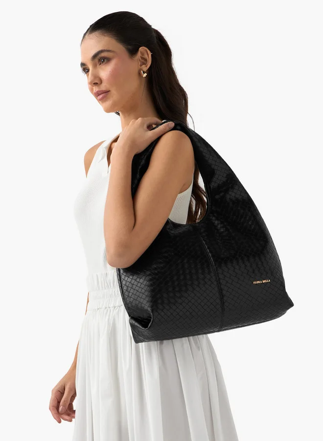 Flora Bella By Shoexpress Textured Hobo Bag with Handle and Zip Closure