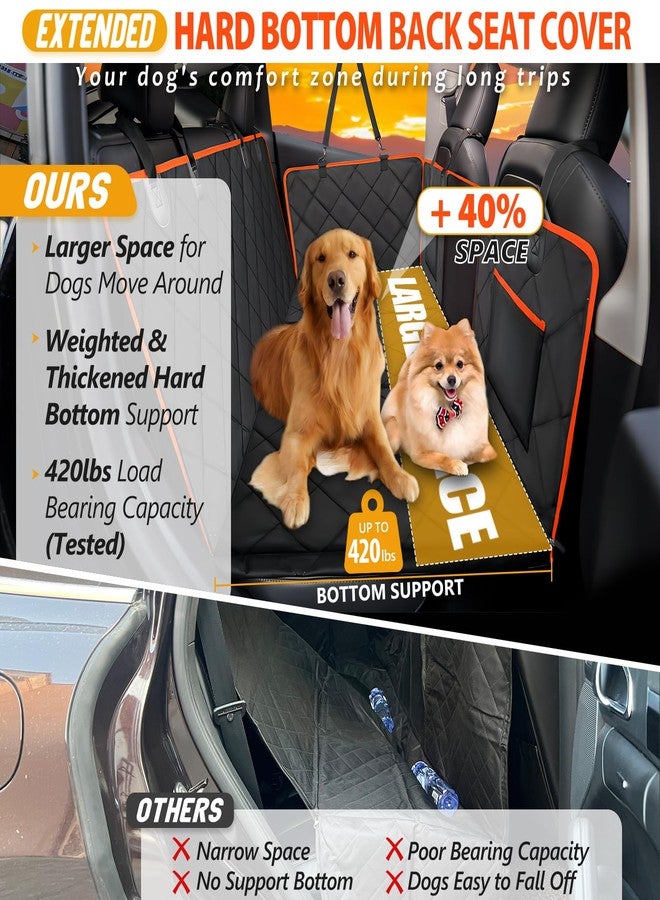 ROUWINNE Back Seat Extender for Dogs-Large Space, Dog Car Seat Cover Hard Bottom Holds 420lb, Sturdy Backseat Extender for Dogs, Upgraded Waterproof Pet Car Bed Dog Hammock for Car, SUV, Truck, Orange - Image 2