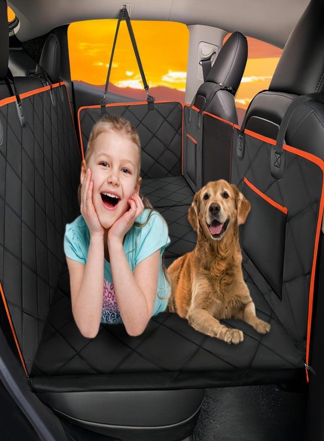 ROUWINNE Back Seat Extender for Dogs-Large Space, Dog Car Seat Cover Hard Bottom Holds 420lb, Sturdy Backseat Extender for Dogs, Upgraded Waterproof Pet Car Bed Dog Hammock for Car, SUV, Truck, Orange - Image 1