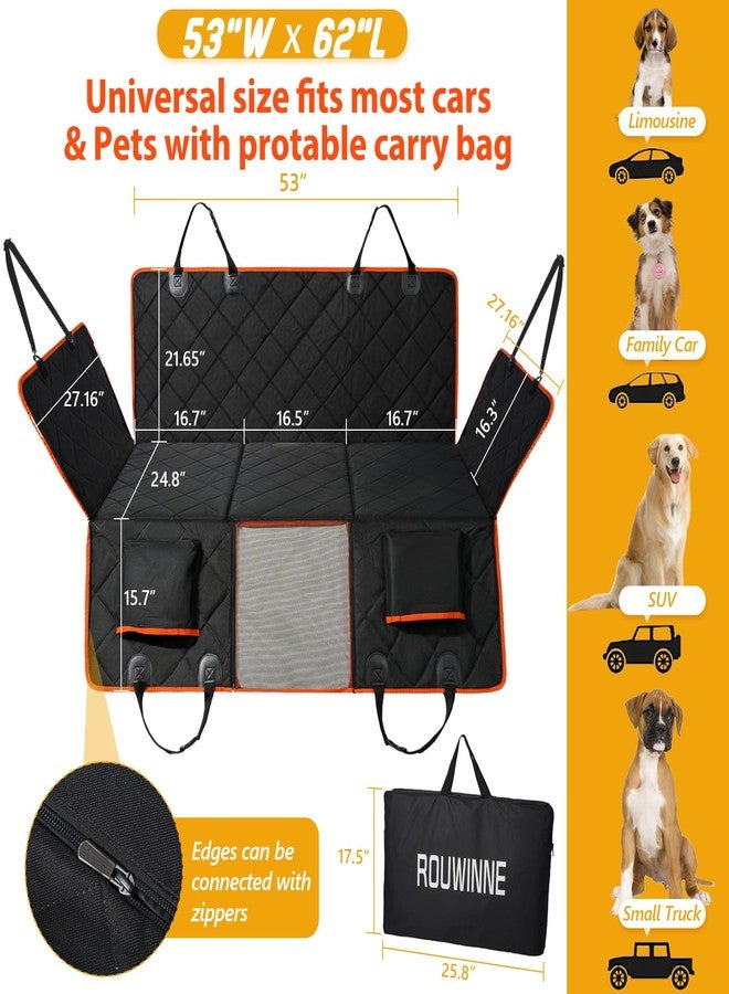 ROUWINNE Back Seat Extender for Dogs-Large Space, Dog Car Seat Cover Hard Bottom Holds 420lb, Sturdy Backseat Extender for Dogs, Upgraded Waterproof Pet Car Bed Dog Hammock for Car, SUV, Truck, Orange - Image 5