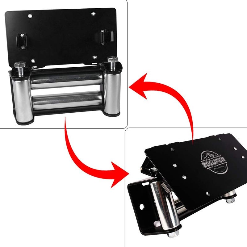 ESUPER Flip-Up Winch Roller Fairlead Stainless Steel License Plate Mount for Roller Fairlead - Image 5