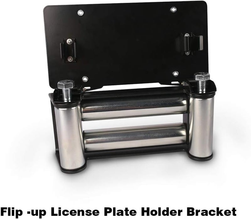 ESUPER Flip-Up Winch Roller Fairlead Stainless Steel License Plate Mount for Roller Fairlead - Image 2