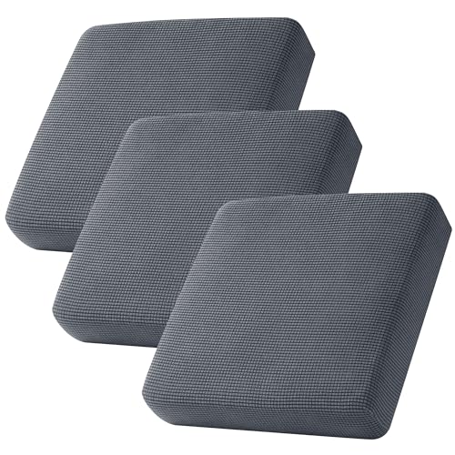 CHUN YI 3Piece Stretch Couch Cushion Covers, Sofa Seat Slipcovers for Pets, Suitable for Armchair Loveseat Sofa with Spandex Jacquard Washable Fabric(3Piece,Grey) - Image 1