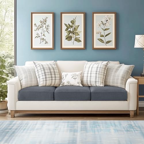 CHUN YI 3Piece Stretch Couch Cushion Covers, Sofa Seat Slipcovers for Pets, Suitable for Armchair Loveseat Sofa with Spandex Jacquard Washable Fabric(3Piece,Grey) - Image 2