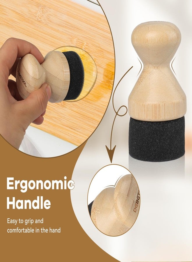 DEBETOOL Cutting Board Oil Wax Applicator and Scrub Brush Set- Natural Bamboo with Sisal Fiber and Sponge for Food Grade Mineral Oil Board，Wooden Worktops,Utensil Care - Image 4