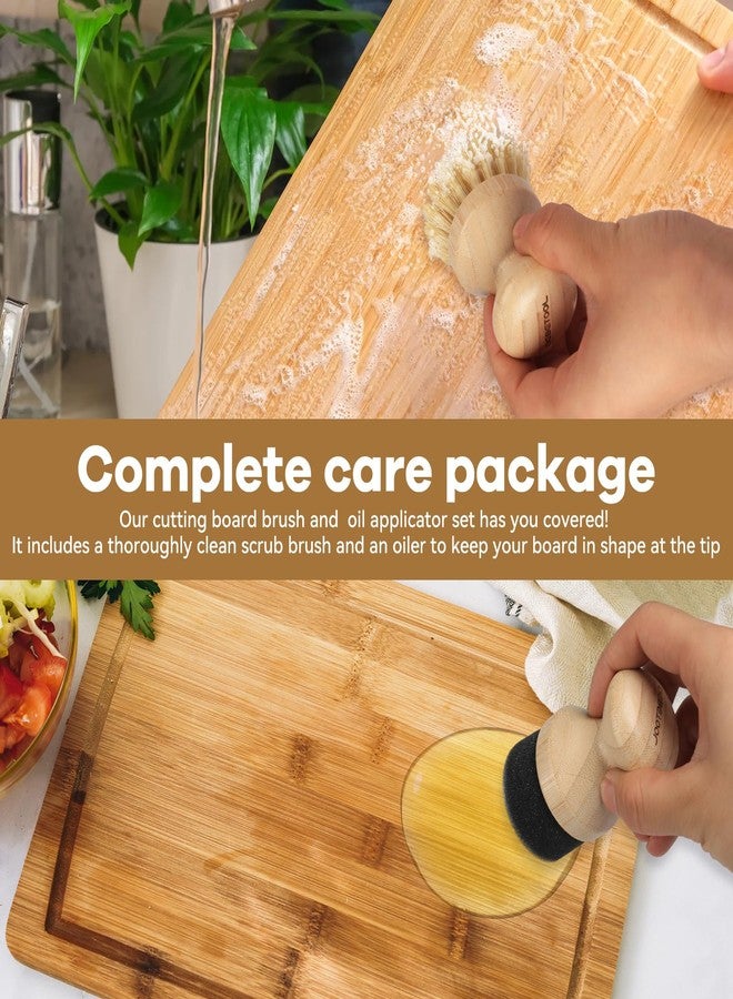 DEBETOOL Cutting Board Oil Wax Applicator and Scrub Brush Set- Natural Bamboo with Sisal Fiber and Sponge for Food Grade Mineral Oil Board，Wooden Worktops,Utensil Care - Image 5