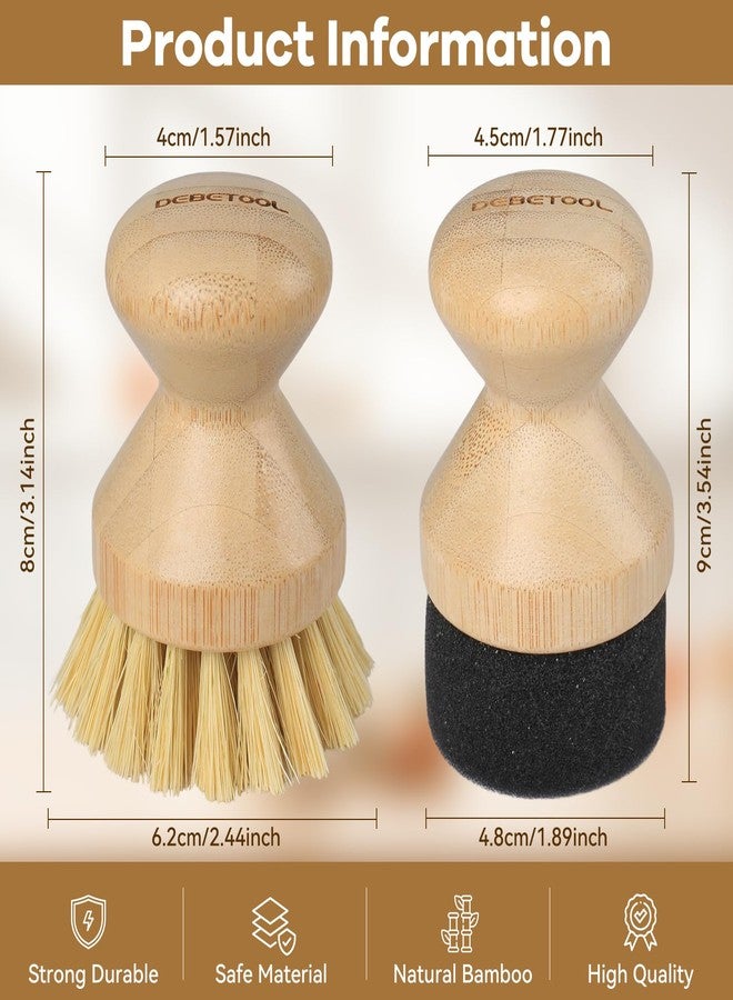 DEBETOOL Cutting Board Oil Wax Applicator and Scrub Brush Set- Natural Bamboo with Sisal Fiber and Sponge for Food Grade Mineral Oil Board，Wooden Worktops,Utensil Care - Image 2