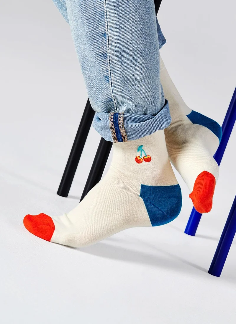 Happy Socks EMBROIDERY CHERRY 1/2 CREW SOCK