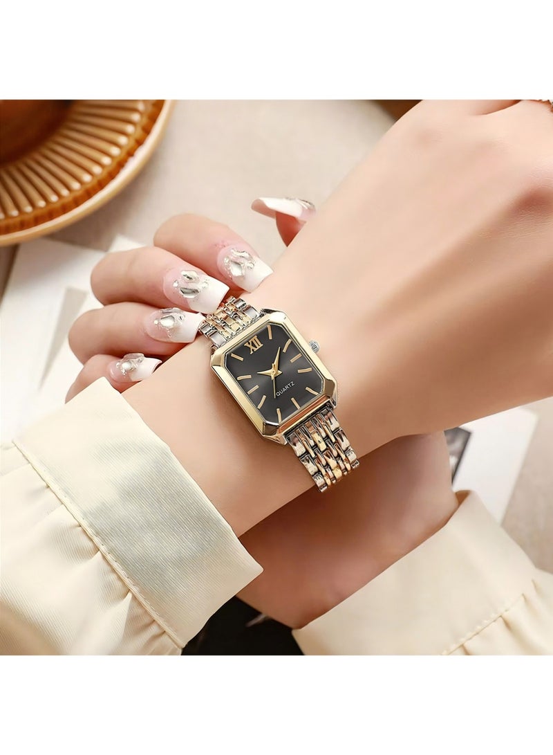 يوجي 4PCS سيدات ساعة مجموعة,سيدات ساعة,ساعات الموضة عالية الدقة الكوارتز حركة الكوارتز الفولاذ المقاوم للصدأ ساعة المعصم النسائية - Image 2