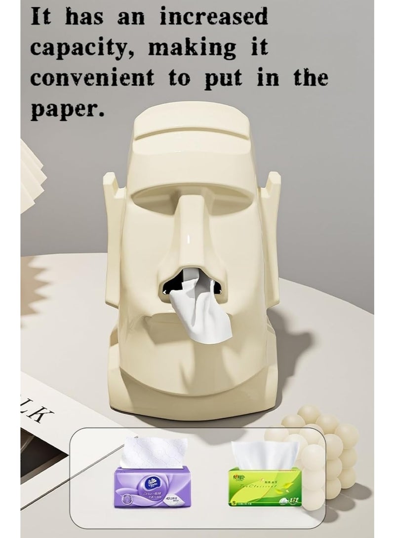 Arabest Cute Tissue Box Cover, Tissue Box Holder & Tissue Paper Rack 3-in-1 Headphone Stand Glasses Rack for Desk Home Office, Large Capacity with Smooth Pull Spring (Cream White). - Image 2