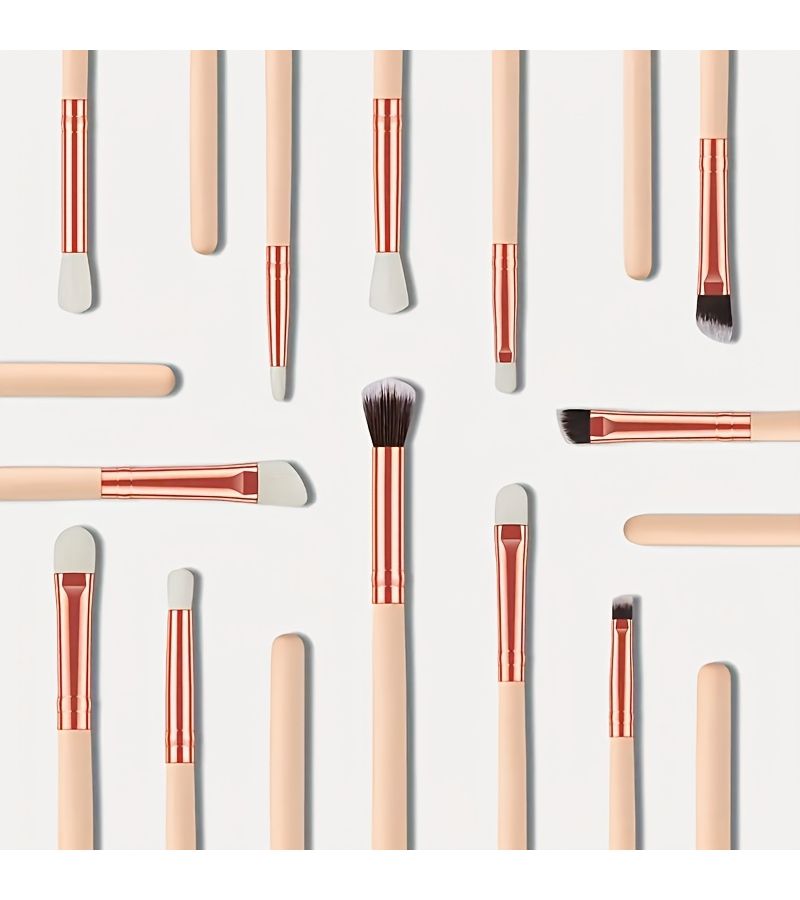 Black 12 Piece Makeup Brush Set With Nylon Bristles For Eyeshadow Foundation Blush - Image 2