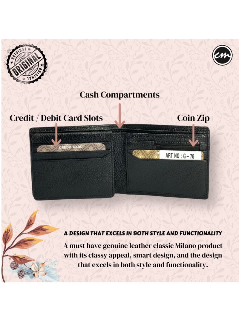 Classic Milano - Classic Milano Wallet for Men - Genuine Leather Card Holder Wallet, RFID Blocking Bifold Mens Wallet with Coin Pouch, Slim Wallet for Men, Durable Man Wallet - Ideal Gift - Image 1