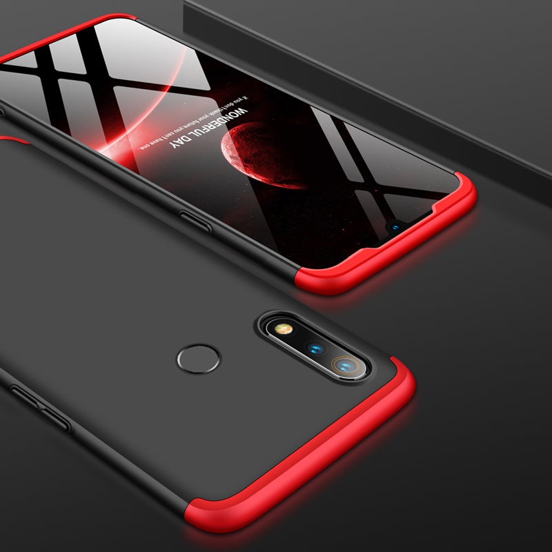 Generic (Unbranded) For OPPO realme3 Ultra Slim PC Back Cover Non-slip Shockproof 360 Degree Full Protective Case Red black red - Image 3